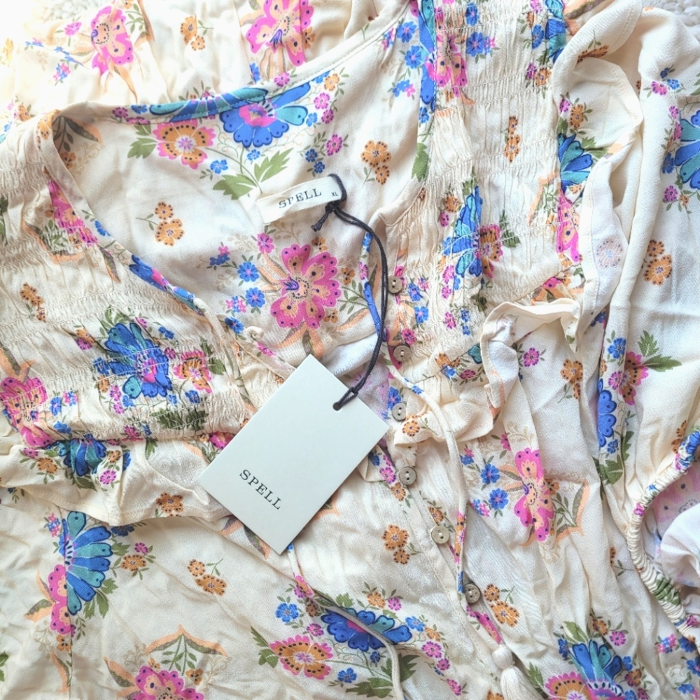 🍒NWT🍒 SPELL RUFFLE GOWN XL - Picture 8 of 10